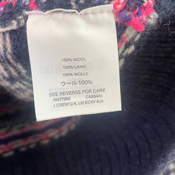 J.Crew Sweater Women's Sz L Blue Fair Isle Wool Turtleneck Nordic Cabincore Roll - Picture 4 of 13